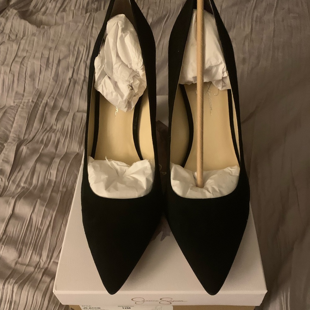 Brand new black suede with tiger print block heel. Jessica Simpson brand